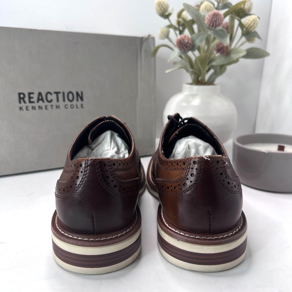 Kenneth Cole Reaction Klay Flex Cap Toe Leather Oxford Cognac RMS9086LE Men 7 M - Picture 4 of 10